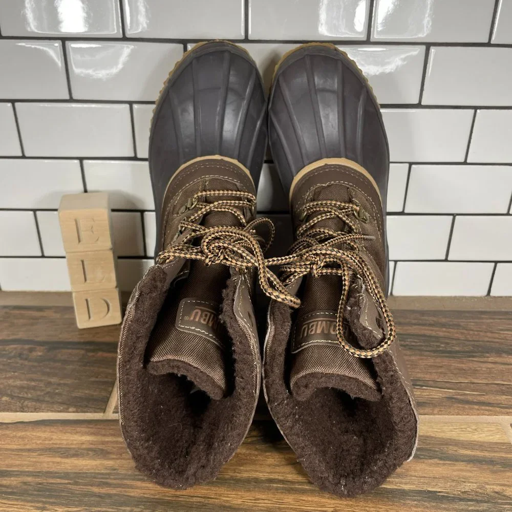 Khombu Annabel Women's Size 7 Shoes Brown Quilted Lined Warm Winter Duck Boots